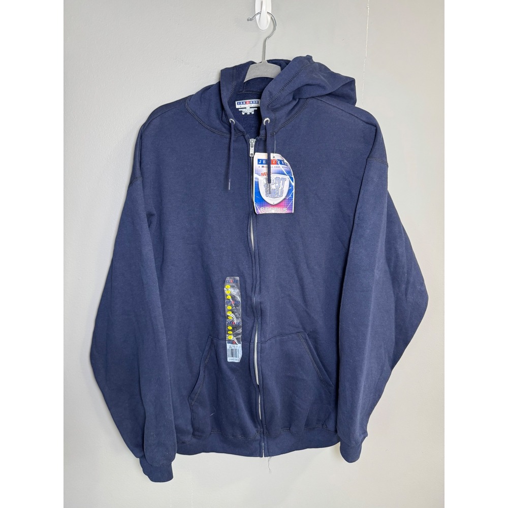 Jerzees 6994M Mens Navy Blue Spot Shield Full Zip Hoodie Sweatshirt Large NWT‎